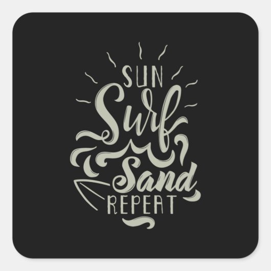 Sun Surf Sand Herhalen Vierkante Sticker (Voorkant)
