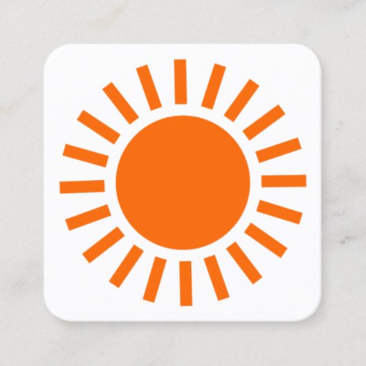 Sun-symbool 02 - Oranje op wit Vierkante Visitekaartje (Voorkant)