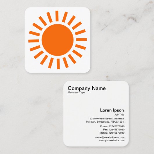Sun-symbool 02 - Oranje op wit Vierkante Visitekaartje (Voorkant / Achterkant)