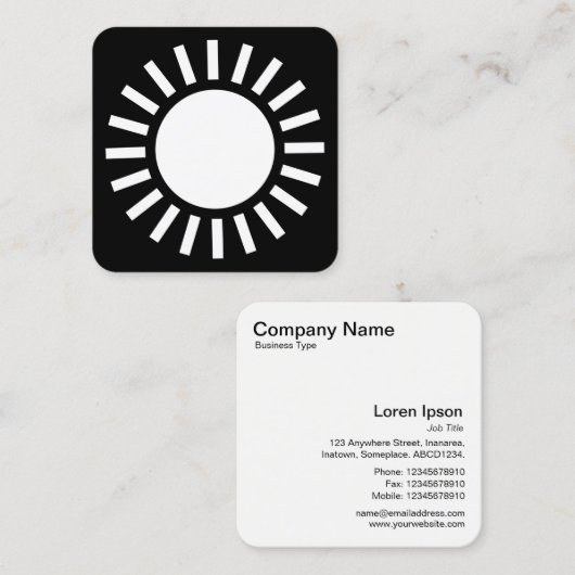 Sun-symbool 02 - wit op zwart vierkante visitekaartje (Voorkant / Achterkant)