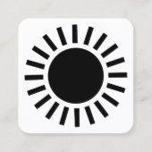 Sun-symbool 02 - zwart op wit vierkante visitekaartje (Voorkant)