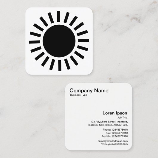 Sun-symbool 02 - zwart op wit vierkante visitekaartje (Voorkant / Achterkant)