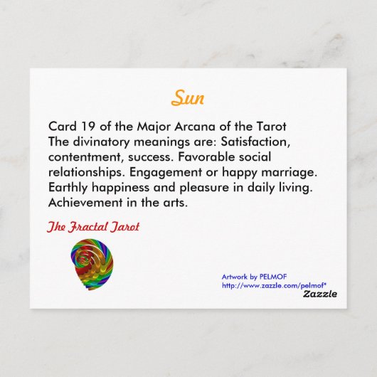 Sun Tarot Card Briefkaart (Achterkant)