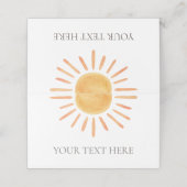 Sun Thema Voedseletiketten Plaatskaartje (Buitenkant ongevouwen)