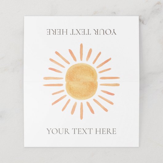 Sun Thema Voedseletiketten Plaatskaartje (Buitenkant ongevouwen)