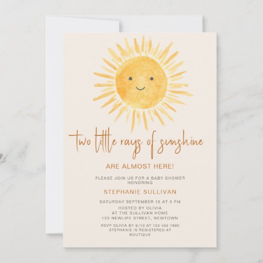 Sun-Theme Twins-Baby shower Kaart (Voorkant)