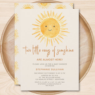 Sun-Theme Twins-Baby shower Kaart