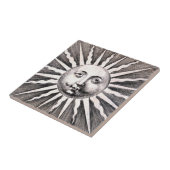 Sun Tile Woodcut Sun Illustration Tegeltje (Zijkant)
