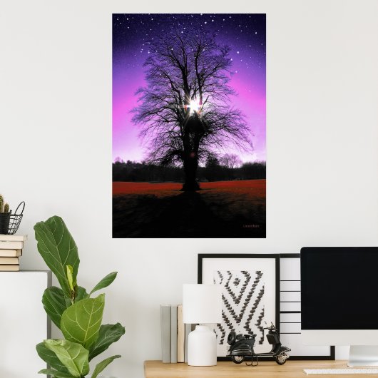 Sun Tree-sterren afdrukken Poster (Thuiskantoor)