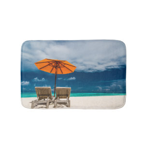 Sun Umbrella op zandstrand  Malediven Badmat