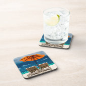 Sun Umbrella op zandstrand |Malediven Drankjes Onderzetter (Rechterzijde)