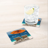 Sun Umbrella op zandstrand |Malediven Kartonnen Onderzetters (Insitu)