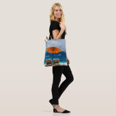 Sun Umbrella op zandstrand |Malediven Tote Bag (Op model)