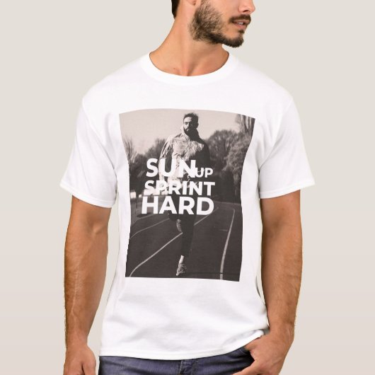 Sun up, Sprint harde ochtend hardlopen T-shirt (Voorkant)