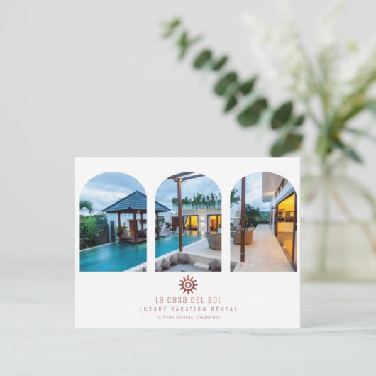 Sun Vacation Rental Briefkaart (Staand voorkant)