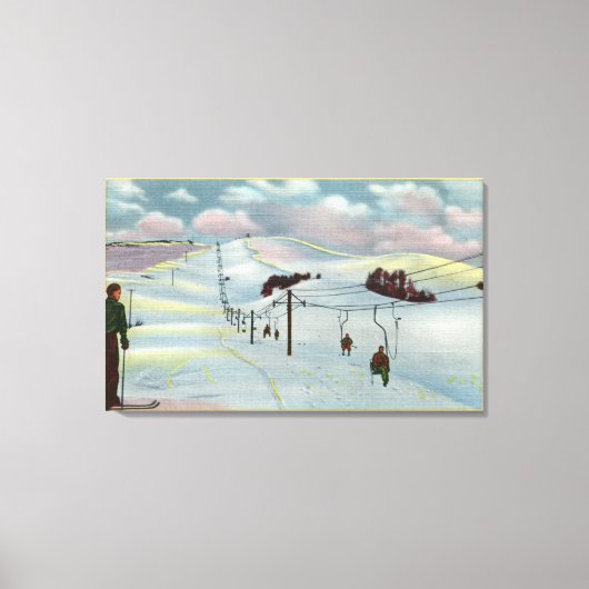 Sun Valley, ID - Sawtooth Mnts. Riding Ski Canvas Afdruk (Voorkant)