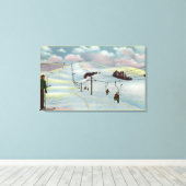 Sun Valley, ID - Sawtooth Mnts. Riding Ski Canvas Afdruk (Insitu (Houten vloer))