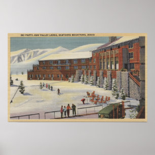 Sun Valley, ID - Ski Party in Lodge Sawtooth Poster