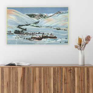 Sun Valley, ID - Winter Scene, Sun Valley Canvas Afdruk