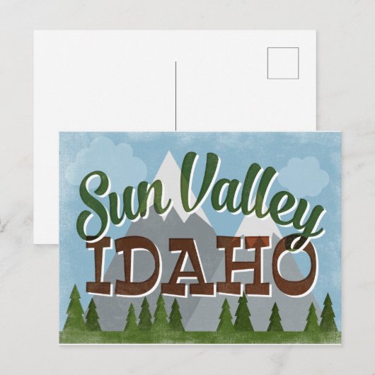 Sun Valley Idaho Fun Retro Snowy Mountains Briefkaart (Voorkant / Achterkant)