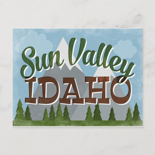Sun Valley Idaho Fun Retro Snowy Mountains Briefkaart (Voorkant)