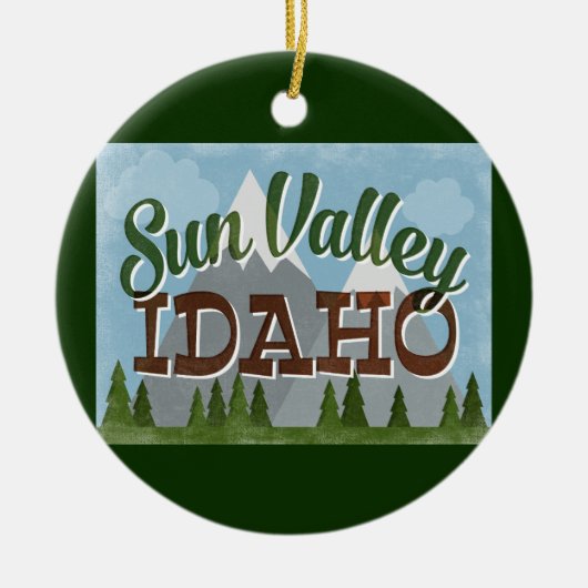 Sun Valley Idaho Fun Retro Snowy Mountains Keramisch Ornament (Voorkant)