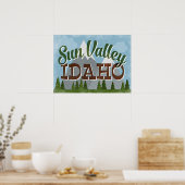 Sun Valley Idaho Fun Retro Snowy Mountains Poster (Keuken)