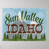 Sun Valley Idaho Fun Retro Snowy Mountains Poster (Voorkant)