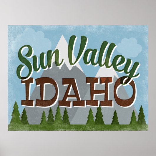 Sun Valley Idaho Fun Retro Snowy Mountains Poster (Voorkant)