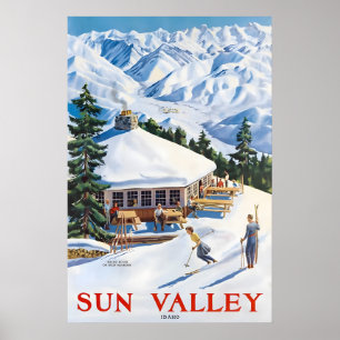 Sun Valley Idaho Jaren 40 Sneeuw Ski Reisposter Poster