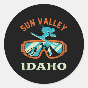 Sun Valley Idaho  retro skiën en snowboar Ronde Sticker