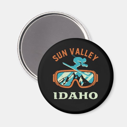 Sun Valley Idaho Retro Skiing Snowboarding Magneet (Voorkant / Achterkant)