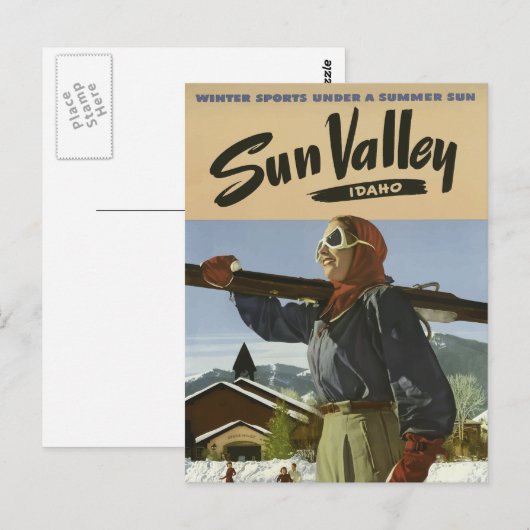 Sun Valley Idaho Ski Resort Travel Briefkaart (Voorkant / Achterkant)