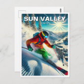 Sun Valley Idaho Skiër Briefkaart (Voorkant / Achterkant)