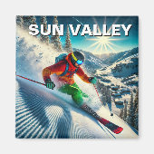 Sun Valley Idaho Skiër Magneet (Voorkant)