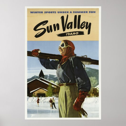  Sun Valley Idaho USA Ski Travel uit de jaren veer Poster (Voorkant)