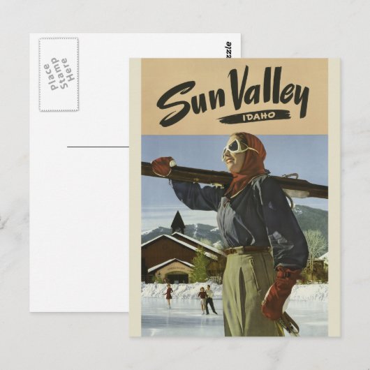 Sun Valley Idaho vintage reizen briefkaart (Voorkant / Achterkant)