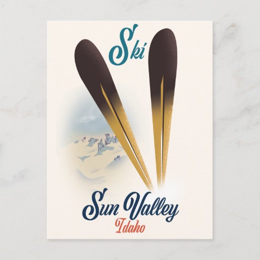 Sun Valley Idaho vintage stijl ski poster Briefkaart (Voorkant)