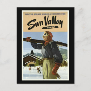 Sun Valley, Idaho, Vintage Travel Poster Briefkaart