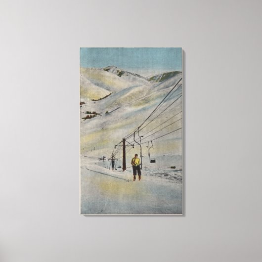 Sun Valley, IDMountain Scene, Ski Lifts in Canvas Afdruk (Voorkant)