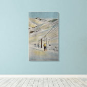Sun Valley, IDMountain Scene, Ski Lifts in Canvas Afdruk (Insitu (Houten vloer))