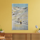 Sun Valley, IDMountain Scene, Ski Lifts in Canvas Afdruk (Insitu (Woonkamer))