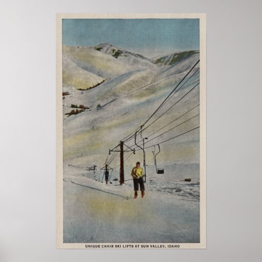 Sun Valley, IDMountain Scene, Ski Lifts in Poster (Voorkant)