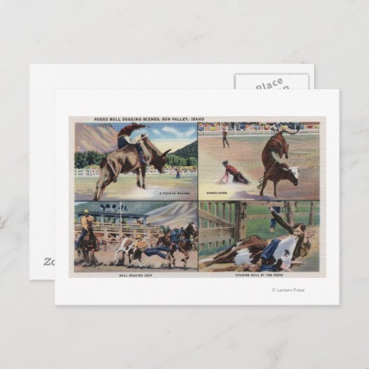 Sun Valley, IDRodeo Bull Dogging Scenes Briefkaart (Voorkant / Achterkant)