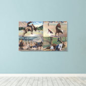 Sun Valley, IDRodeo Bull Dogging Scenes Canvas Afdruk (Insitu (Houten vloer))