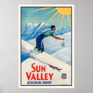Sun Valley Ketchum Idaho USA Amerika Vintage Ski Poster