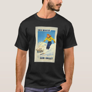 Sun Valley This Winter Woman Skiing Retro T-shirt