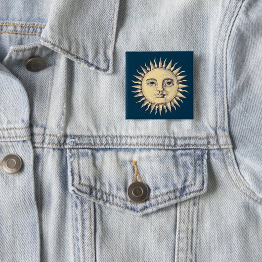 Sun Vierkante Button 5,1 Cm (In situ)
