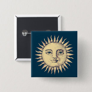 Sun Vierkante Button 5,1 Cm