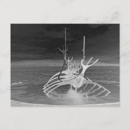 Sun Voyager Sculpture, IJsland, Omgekeerd B/W Briefkaart